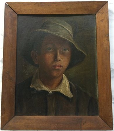 Ignoto "Ritratto di ragazzo" olio su tela applicata a cartone (cm 41x33) In cor