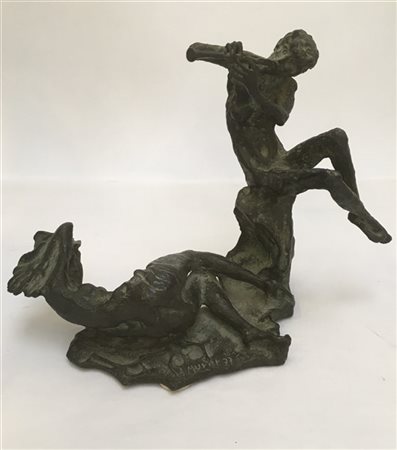 Augusto Murer "Fauno e ninfa" 1977
scultura in bronzo (cm 16x22x9)
Firmata, data