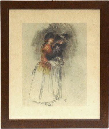 Riproduzione a stampa dell'opera "Due ragazze che camminano" di Renoir (cm 39x3