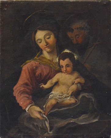 Ignoto "Sacra Famiglia" olio su tela (cm 37x30) 
(difetti)