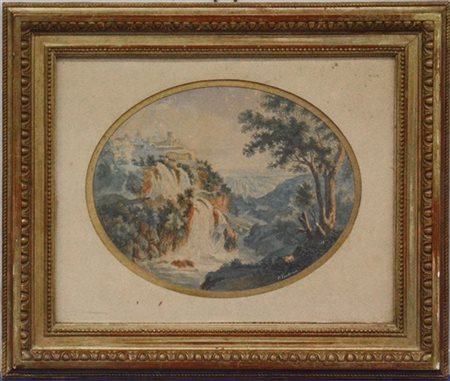 Pietro Fontana (Attribuito) "Castelli romani" acquerello su cartoncino (cm 22x28