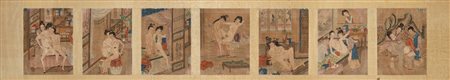 Sette scene erotiche, Cina inizi secolo XIX, dipinte su seta