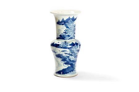 Vaso in porcellana bianca e blu, Cina periodo Qing