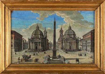 Scuola italiana, secolo XIX - Veduta di Piazza del Popolo a Roma