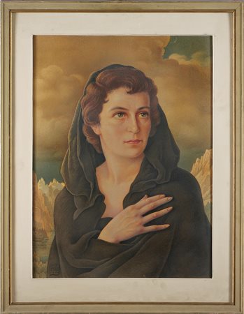 GEORGIEV BORIS (1888 - 1962) Ritratto di Rita Bechler. 1954. Tempera su...