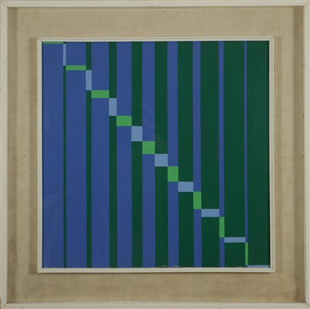 GLATTFELDER HANS JORG (n. 1939) "Verde blu. Olio su tela. Cm 60x60. Al retro...