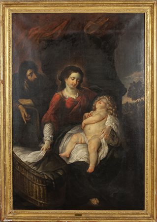 Scuola fiamminga sec.XVII "Sacra Famiglia" 