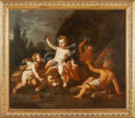 Scuola napoletana sec.XVII "Baccanale di putti 