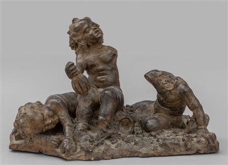 Giochi di putti, scultura in terracotta, Francia 