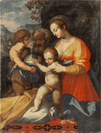 Scuola toscana metà sec.XVI "Sacra Famiglia con 