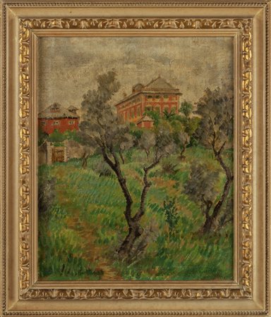 "Villa ad Albaro" olio, sec.XX<br>cm. 40x50