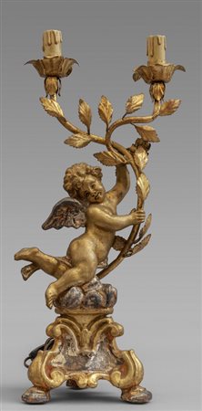 Putto che regge un tralcio di fiori, candeliere 