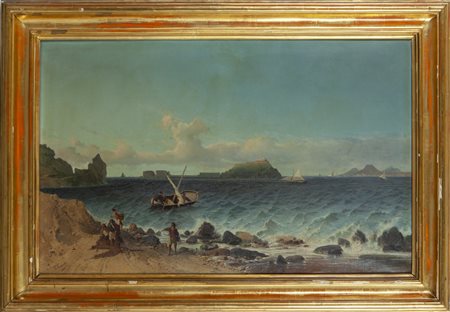 GAETANO FASANOTTI (1831-1882) <br>Marina con 