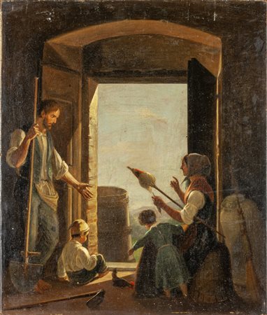 Scuola toscana sec.XIX (C.Banti?) "Famiglia 