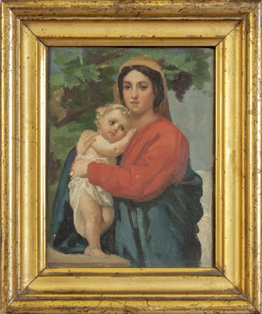 "Madonna con Bambino" olio su cartone, 