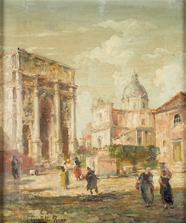 Cesare Tiratelli - Scorcio di Roma - Firmato in basso a sinistra: Tiratelli...