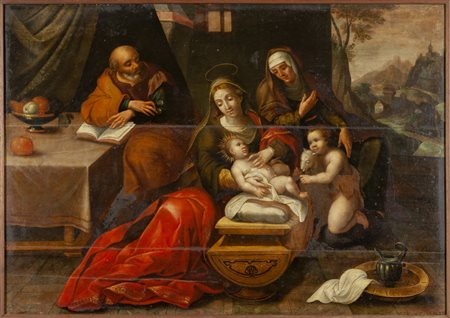 Scuola veneta sec.XVII "Sacra Famiglia con San 