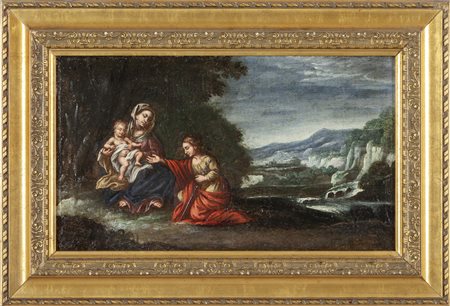 "Madonna con Bambino e Santa" olio, 