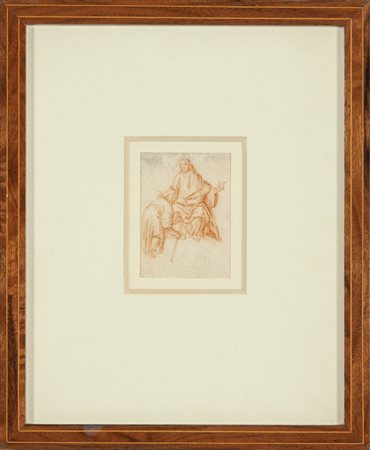 "Gesù e lo storpio" antico disegno a sanguigna, 