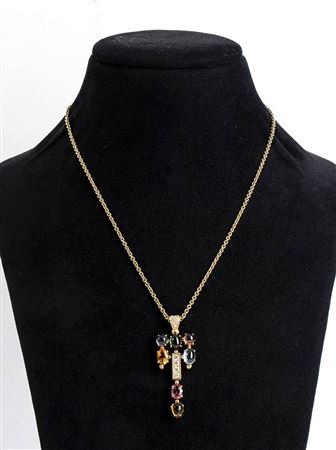 Collana con pendente in diamanti e gemme di colore, manifattura BVLGARI    