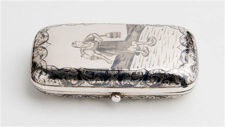 Portasigarette russo in argento 875/1000 e niello - Mosca 1879