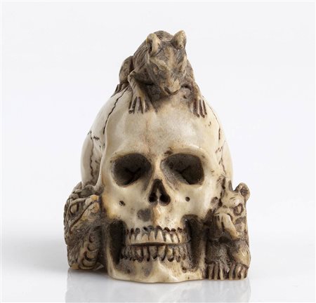 "Memento Mori", teschio tedesco in osso - XIX secolo

