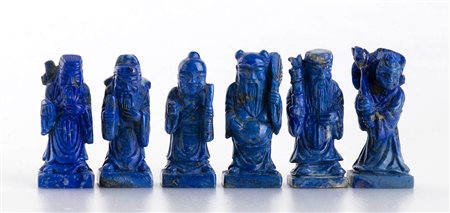 Sei sculture in lapislazzulo - Cina, XX secolo