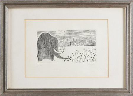 BUZZATI DINO (1906 - 1972) Mammut. Litografia. Cm 24x34,5. P.A. in basso a...