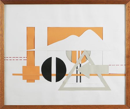 BIANCHI LUCIANO (n. 1935) Incidente bianco, 1970. collage su carta. Cm 31x59....