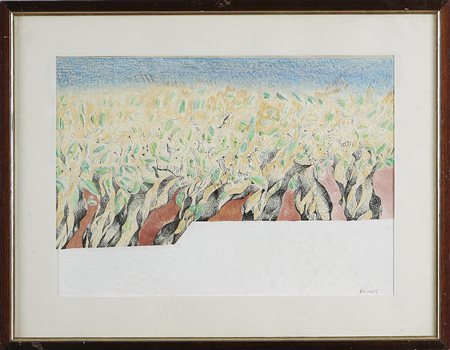 FILAZZOLA NICOLA (n. 1961) Paesaggio, 1972. Tecnica mista su carta. Cm 34x48....