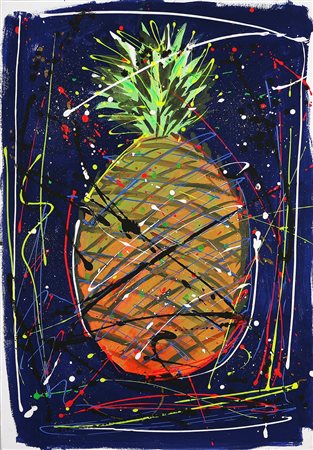 MESCHIS RENZO (n. 1945) Ananas. Tecnica mista su cartone. Cm 100x70. Al retro...