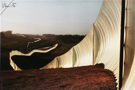 CHRISTO (n. 1935) Running Fence, Sonoma and Marin Counties, 1976. Poster. Cm...