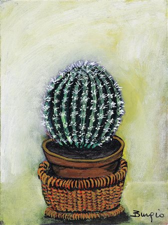 BURGIO GIUSEPPE (n. 1941) Cactus, 2000. Olio su cartone telato. Cm 15x20....