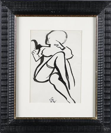 VENNA LUCIO (1897 - 1974) Nudo di donna. Inchiostro su carta. Cm 24x18. Firma...