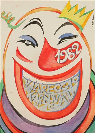 BONETTI UMBERTO (1909 - 1993) Viareggio Karneval, 1982. Acquerello su carta....