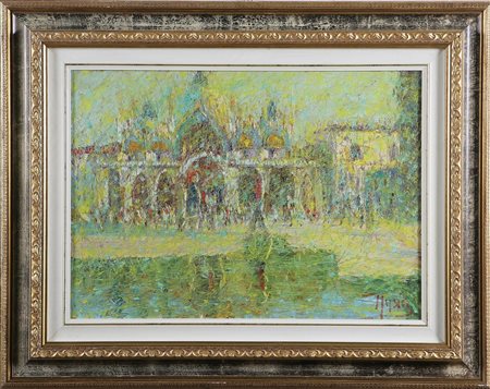 MASIA ROBERTO (n. 1958) Venezia riflessi. Olio su tela. Cm 50x70. Firma in...