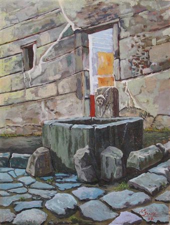 FROSI ROCCO Fontana ad Ercolano, 1982. Olio su tavola. Cm 30x40. Firma e data...