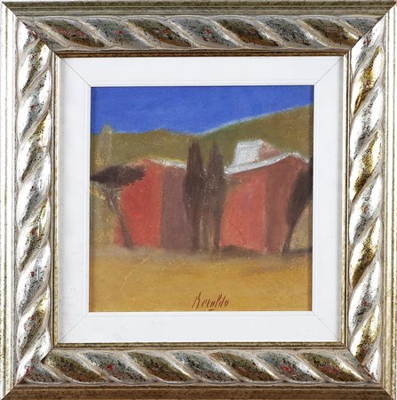 BERALDO FRANCO (n. 1944) Casolare. Olio su tela. Cm 30x30. Certificato di...