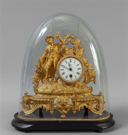 Orologio in antimonio con giovane contadino, 