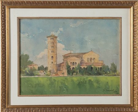 Gaspare Gambi (Ravenna 1889 - 1968), “Basilica di Sant’Apollinare in Classe a Ravenna”, 1933.