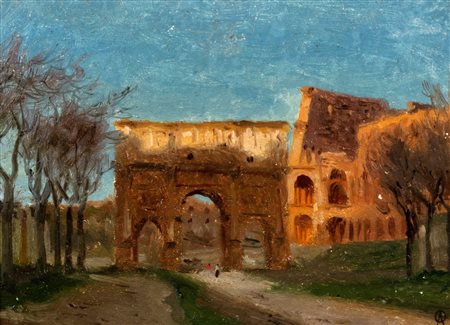 Olof Arborelius (Orsa 1842-Stoccolma 1915)  - Roma, l'Arco di Costantino da Via di San Gregorio 