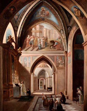 Francesco Diofebi (Narni 1781-Roma 1851)  - Veduta interna della chiesa inferiore della Basilica di San Francesco ad Assisi, About 1825