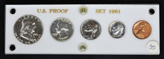 MODERN UNITED STATES PROOF SET COINS VALUE 1961 Monete da: one cent, one...