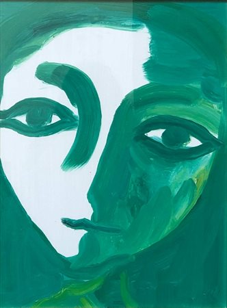 VIRGILIO GUIDI (Roma 1891 - Venezia 1984) "Testa verde", 1967. Olio su tela....