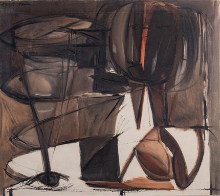 SERGIO VACCHI (Castenaso 1925 - Siena 2016) "Composizione", 1950. Olio su...