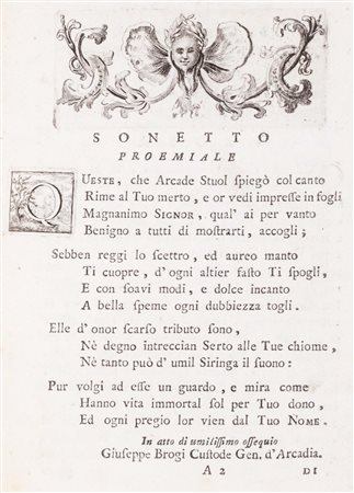 Accademia romana dell'Arcadia / Adunanza del Arcadi per l'esaltazione alla dignità di Senatore di Roma [...] Don Abondio Rezzonico