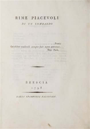 [Grossi, Luigi] - Rime piacevoli di un lombardo