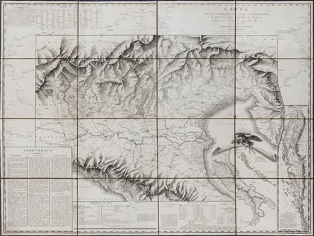 Cartografia Napoleonica - Carta delle stazioni militari, navigazione e poste del Regno d'Italia eseguita nel Deposito generale della Guerra per ordine del ministero della guerra nell'anno 1808