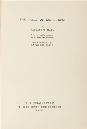 Saffismo / Radclyffe, Hall - The Well of loneliness