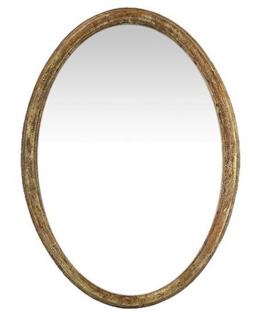 Specchiera ovale con cornice dorata. XX secolo. Cm 83x115